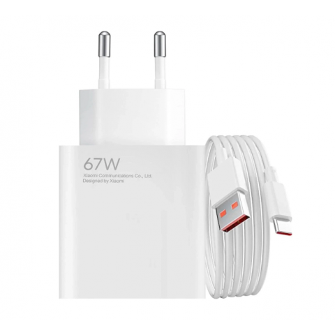 Tinklo įkroviklis 220V USB 67W Xiaomi BHR9465EU su USB C laidu 1m baltas originalas